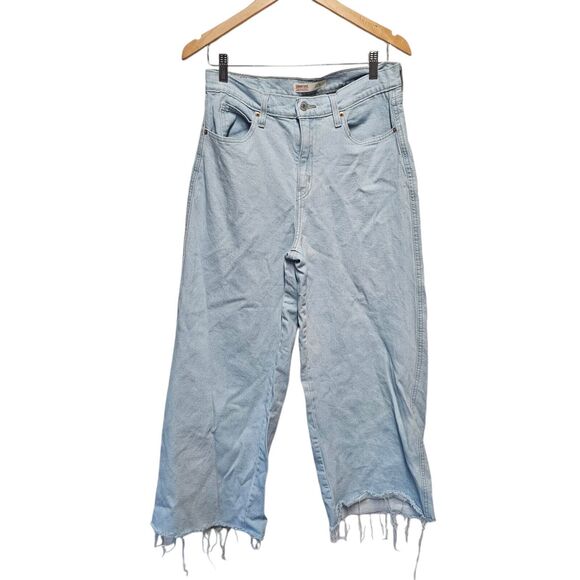 Levi Light Blue Jeans Heritage‎ Wide Leg Crop Size 8T - Picture 1 of 6